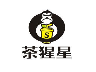 梁俊的奶茶飲品logo - 茶猩星logo設(shè)計