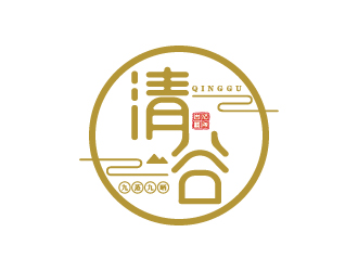 何敏的清谷芝麻粉印章字體logo設(shè)計