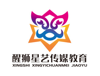 向正軍的醒獅星藝傳媒教育 動物頭像logologo設(shè)計