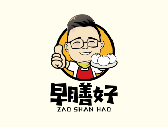 安冬的早膳好餐飲人物卡通logo設(shè)計