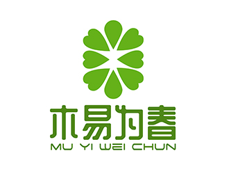 潘樂的“木易為春”鮮花店logo設(shè)計