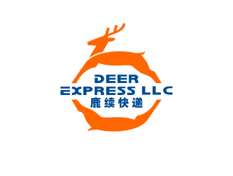 姜彥海的英文：Deer Express LLC, 中文：鹿續(xù)快遞logo設(shè)計(jì)