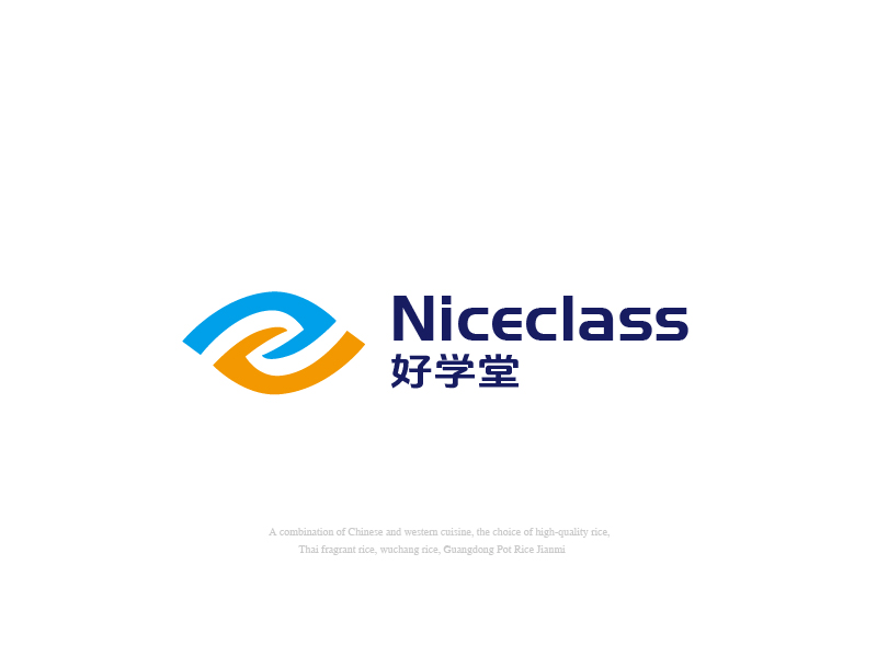 張俊的英文名字是“Niceclass ”，中文名字是“好學(xué)堂”logo設(shè)計(jì)