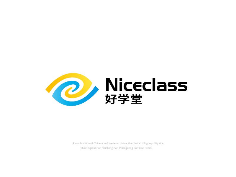 張俊的英文名字是“Niceclass ”，中文名字是“好學(xué)堂”logo設(shè)計(jì)