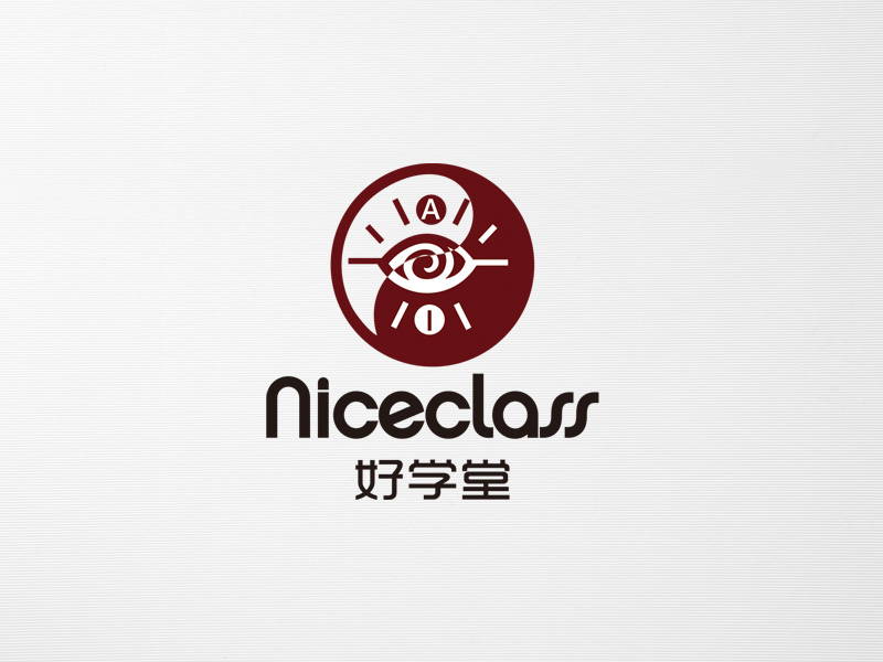 郭慶忠的英文名字是“Niceclass ”，中文名字是“好學(xué)堂”logo設(shè)計(jì)