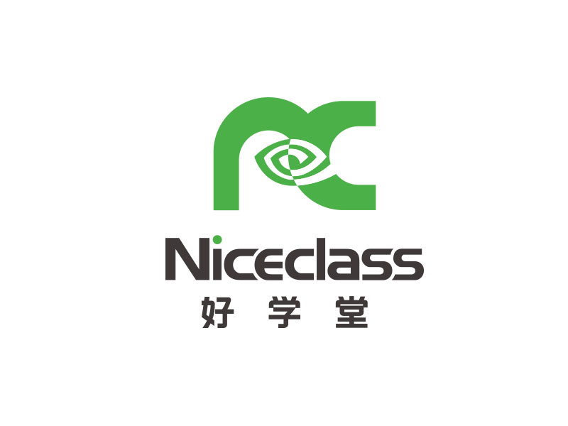 朱紅娟的英文名字是“Niceclass ”，中文名字是“好學(xué)堂”logo設(shè)計(jì)